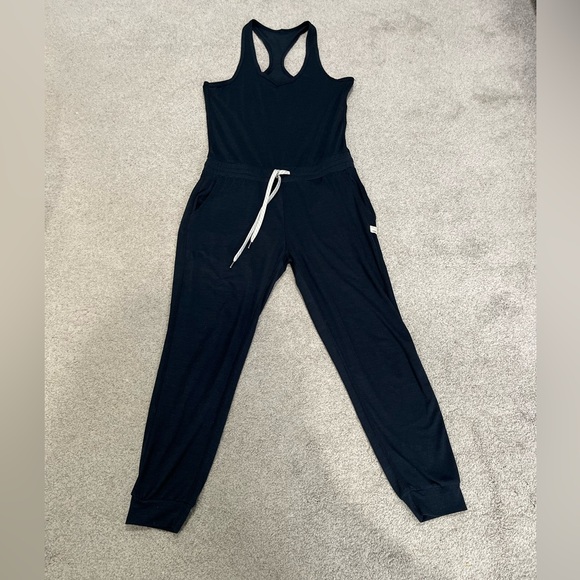 Vuori Pants - Vuori Navy Racerback Jumpsuit with Drawstring